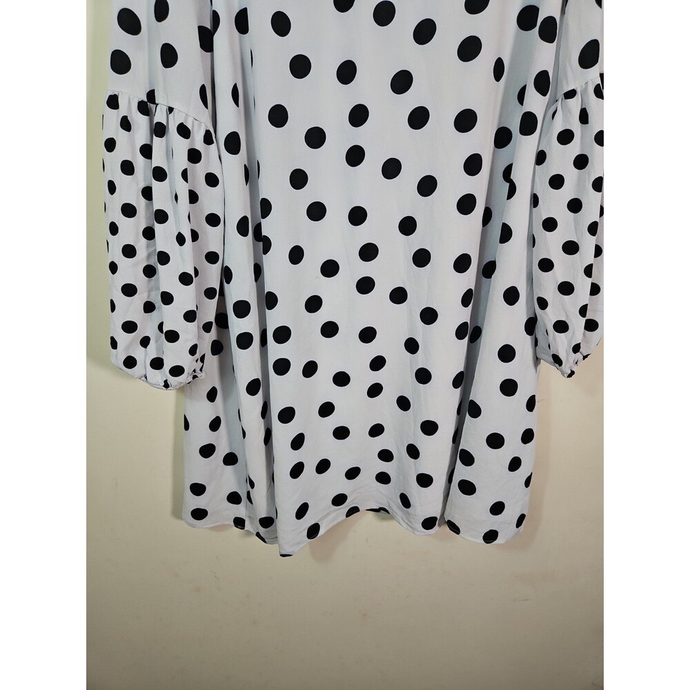 Cocomo Women Plus Size 2x Polka Dot Classy Black White Long Sleeve Dress Knee L - Picture 2 of 11